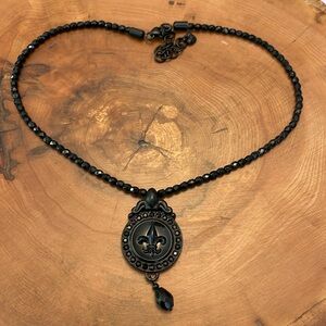 Brighton onyx Fluer De Lis pendant necklace